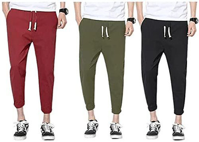 zplus Solid Men Maroon, Olive, Black Track Pants
