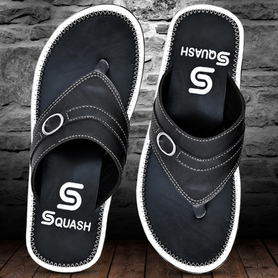 Squash Men Flip Flops(Black , 10)