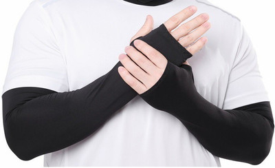 QOYA Arm Sleeves Protection Cotton Cover Gloves Cycling Gloves(Skin color)