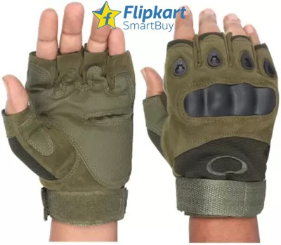 Rhtdm Hand Gloves Driving Gloves HALF ARMY GREEN L Size_1 Riding Gloves(Green)