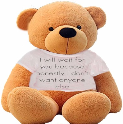 Hug 'n' Feel Teddy Bear Wearing I Will Wait for You Because Honestly  - 182 cm(Brown)