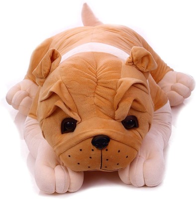 Hug 'n' Feel tuffed Plush Bull Dog Soft Toy for Kids, Realistic Pet Animal Puppy  - 55 cm(Cream)