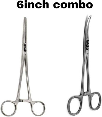 Forgesy Artery Forceps 6'' Straight And Curved (Set Of 2) Utility Forceps