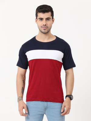 Fleximaa Colorblock Men Round Neck Multicolor T-Shirt