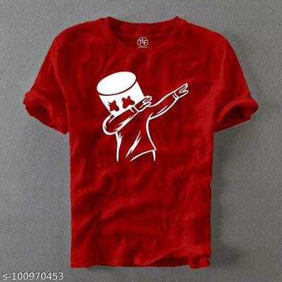 KIUTEES Printed Men Round Neck Red T-Shirt