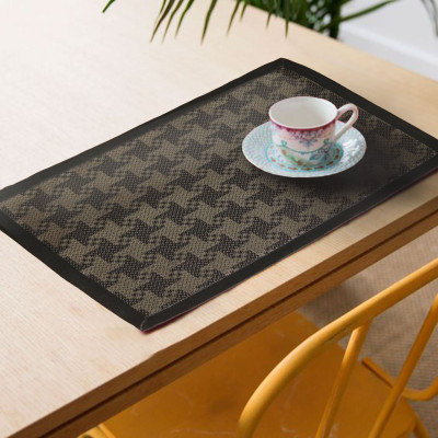 Lushomes Rectangular Pack of 6 Table Placemat(Black, Polyester)