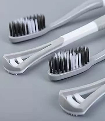 ZUVILIKA 2 in 1 soft bristle toothbrush with tongue cleaner scraper kids babies women men Soft Toothbrush(Pack of 8)