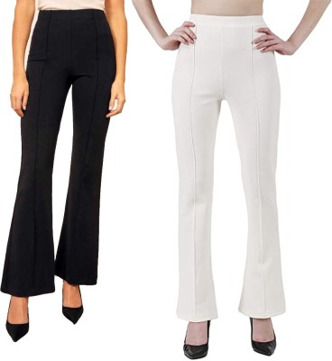 YOZO Regular Fit Women Black, White Trousers