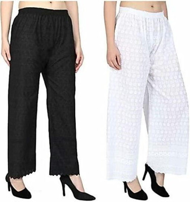 AMFABRICS Relaxed Women Black, White Trousers