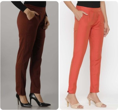 Stylo Urban Regular Fit Women Brown, Orange Trousers