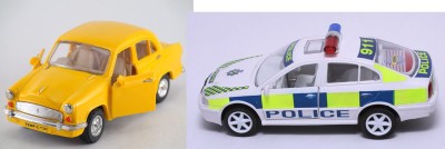 centy Ambassador Car And UK Police Pull Back Toy - Combo (Pack of 2, Multicolor)(Multicolor)