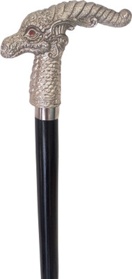 Shoptreed Antique Black Wooden Walking Stick Cane with Silver Finish Dragon Head Handle Walking Stick