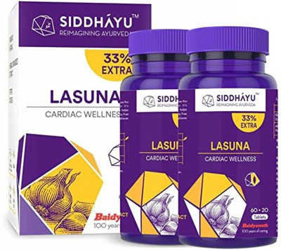 Siddhayu Lasuna Tablet | Cardiac Wellness | 60 + 20 Tablets(Pack of 2)