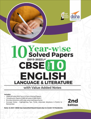 10 YEAR-WISE Solved Papers (2013 - 2022) for CBSE Class 10 English Language & Literature with Value Added Notes 2nd Edition(Paperback, Disha Experts)