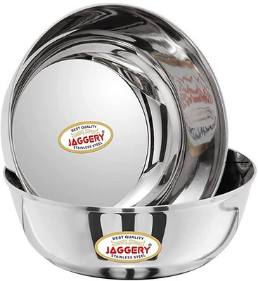 JAGGERY Stainless Steel Serving Bowl 700ml Katora/Big Bowl Set Useful As Mixing/Serving Donga (17cm Diameter, 2)(Pack of 2, Steel)