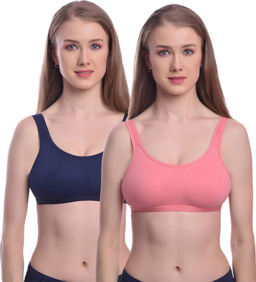 elina Women T-Shirt Non Padded Bra(Blue, Orange)