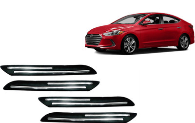 AUTO PEARL Plastic, Silver Plated Car Bumper Guard(Black, Silver, Pack of 4 Pcs Double Chrome Bumper Protector, Hyundai, Elantra)