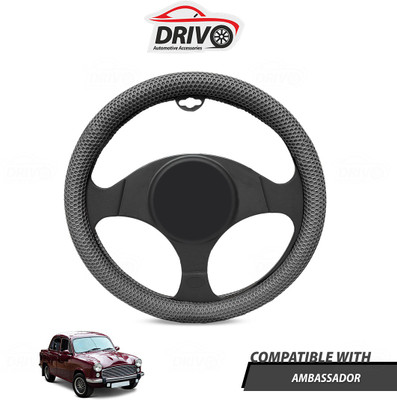 Drivo Steering Cover For Universal For Car Ambassador(Grey, Leatherite)
