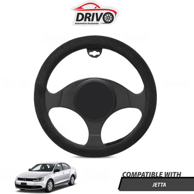 Drivo Steering Cover For Volkswagen Jetta(Black, Leatherite)
