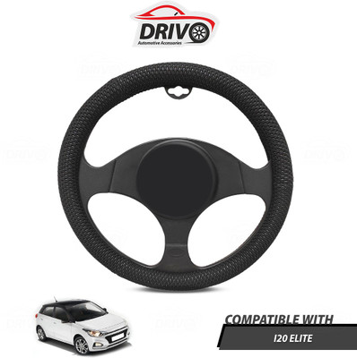 Drivo Steering Cover For Hyundai Elite i20(Black, Leatherite)