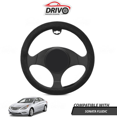 Drivo Steering Cover For Hyundai Sonata Fluidic(Black, Leatherite)