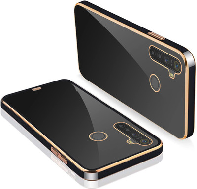 VOSKI Back Cover for Realme 5 Electroplating TPU Transparent Soft Silicon Chrome Case(Black, Flexible, Silicon, Pack of: 1)