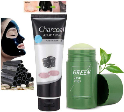 Yuency Anti black head remover charcoal face mask cream & green tea purifying mask stick(2 Items in the set)