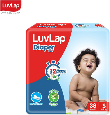 LuvLap Baby Diaper Pants With Aloe Vera Lotion For 4 to 8 Kg Babies (Pack of 38) Size - S(38 Pieces)
