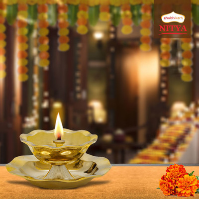 Shubhkart Nitya Devkamal Deep Brass Table Diya(Height: 2.5 inch)