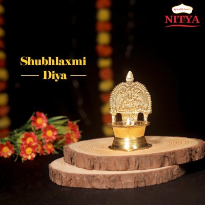 Shubhkart Nitya Shubhlaxmi Diya Brass Table Diya(Height: 4 inch)