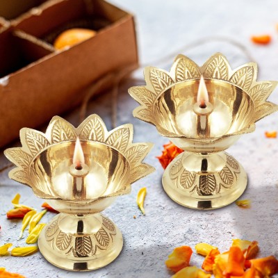 Shubhkart Nitya Devdas Deep Combo Brass (Pack of 2) Table Diya(Height: 3.5 inch)