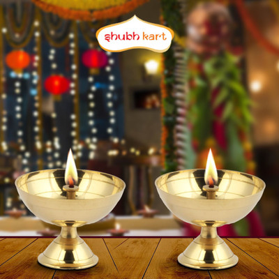 Shubhkart Nitya Pyali Combo Brass (Pack of 2) Table Diya(Height: 1.5 inch)