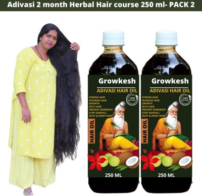 Growkesh Medicine All Type of Adivasi Hair Problem Herbal Growth Hair Oil 250 ML (PACK 2) Hair Oil(500 ml)