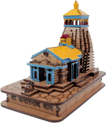 Suncraft Kedarnath 3D Wood Tempal in Color for home/office or Car dashboard and Gift . Solid Wood Home Temple(Height: 11, Pre-assembled)