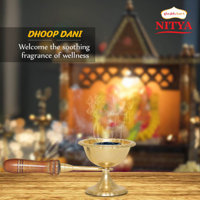 Shubhkart Nitya Dhoop Daani Brass Incense Holder(Yellow)