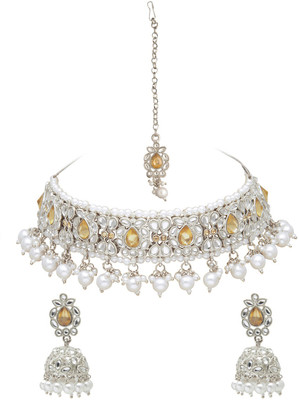 Shining Jewel Brass Silver Silver Jewellery Set(Pack of 1)