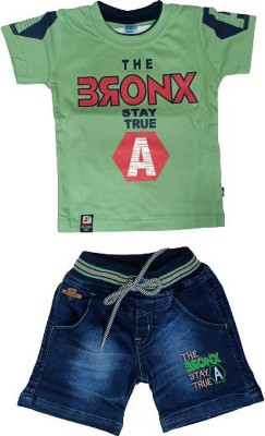 FASHION BOY Boys Party(Festive) T-shirt Shorts(Green)