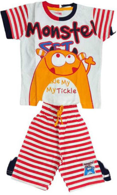 rayie collection Baby Boys Casual Top Shorts(red and white)