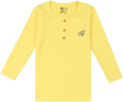 BodyCare Boys Printed Cotton Blend Regular T Shirt(Yellow, Pack of 1)