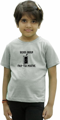 CHOMBOOKA Boys Printed Cotton Blend Regular T Shirt(Grey, Pack of 1)