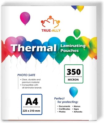 True-Ally 350 micron Lamination Pouch Clear Thermal Transparent Waterproof (pack of 50) A4 Laminating Sheet(350 mil Pack of 50)