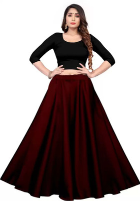 BIPIN FASHION Self Design Semi Stitched Lehenga & Crop Top(Maroon)