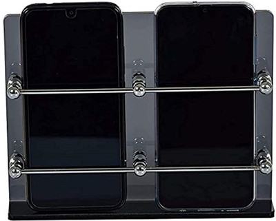 Gridlab Black Double Mobile Holder Stand for Phone Charging,Remote Holding Mobile Holder Mobile Holder