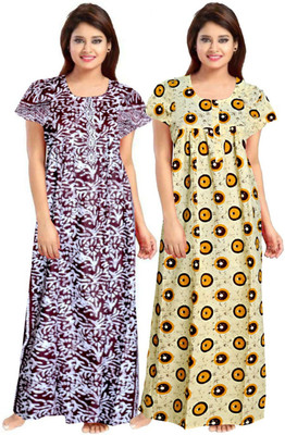 AAKARSHANA CREATION Women Maternity/Nursing Nighty(Maroon, Yellow)