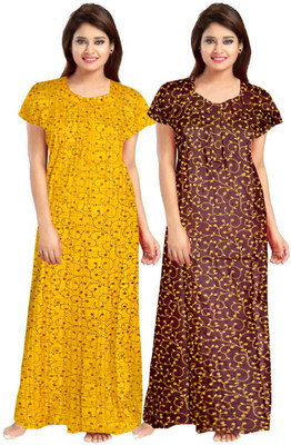 AAKARSHANA CREATION Women Nighty Set(Yellow, Brown)