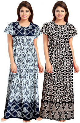 AAKARSHANA CREATION Women Maternity/Nursing Nighty(White, Black)
