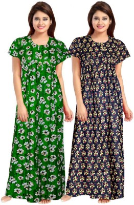 impression Women Nighty Set(Green, Black)