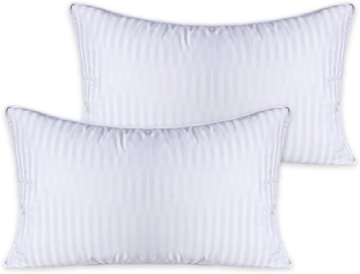 AYKA Polyester Fibre Stripes Sleeping Pillow Pack of 2(White)