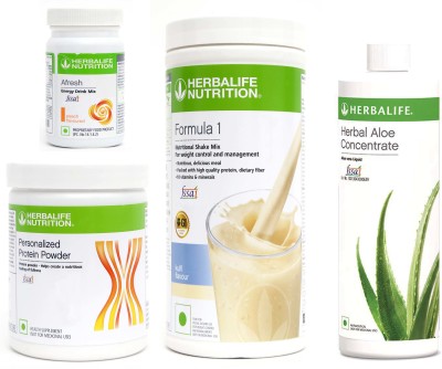 Herbalife Nutrition Formula 1Kulfi Flavor+ Protein + Aloe concentrate + Afresh Peach Protein Shake(1250 g, F1 Banana -500 g, protein- 200 g, Afresh - 50 g, Aloe concentrate -500 ML)