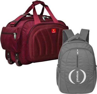 sky spirit (Expandable) Backpack and Duffel Bag With Wheels Combo Pack of 2 For men and women Backpack - Duffel With Wheels (Strolley)